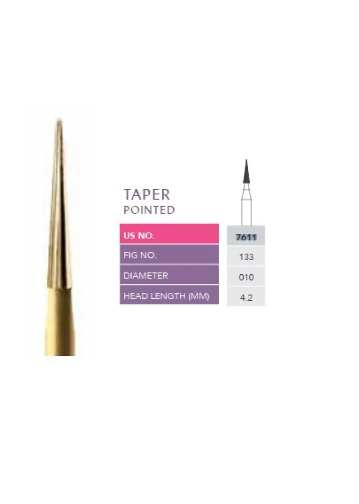 Carbide Bur Finishing FG-7611, Pack of 5