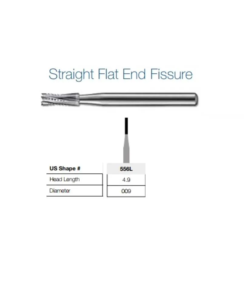 Carbide Burs. FG-556L Straight Flat-End Fissure (pack of 5