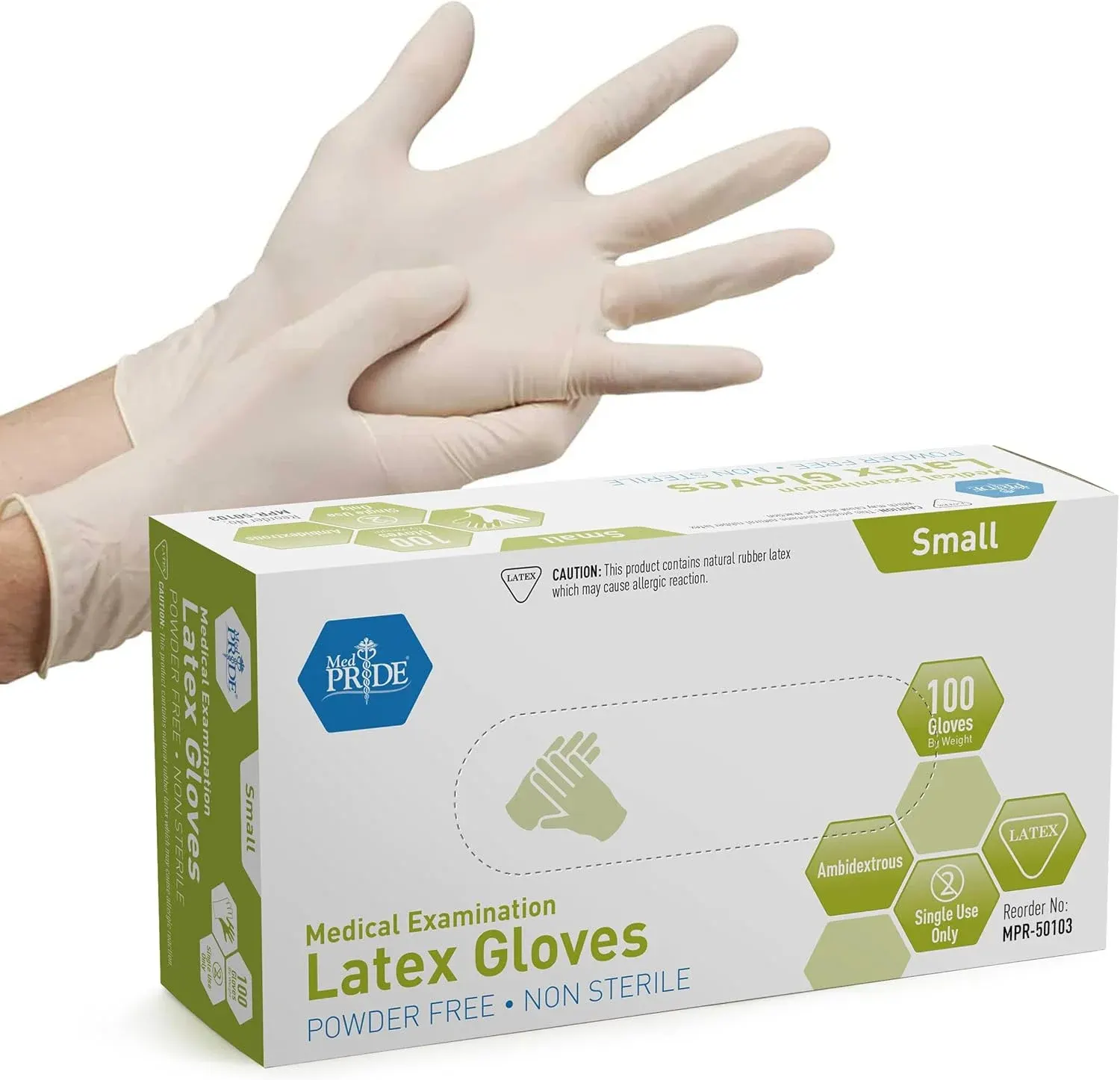 Caja de guantes latex sin polvo 1×100 Medpride
