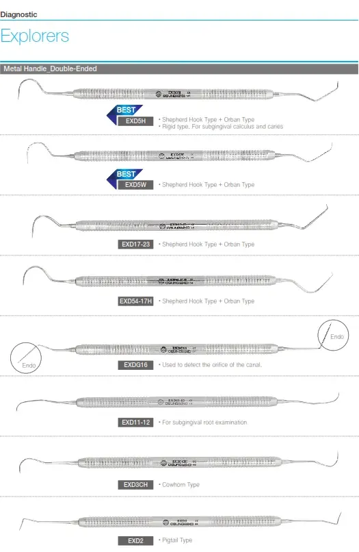 Osung Dental Sonde Explorer Metal Handle Double Ended Original