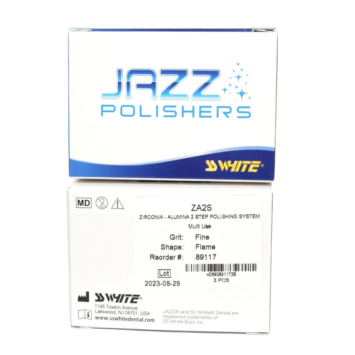 JAZZ RA ZIRCONIA/ALUMINA POLISHER 2 STEP ZA2S FINE FLAME – 3 PACK