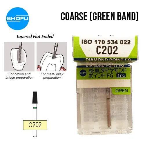 Shofu Diamond Burs FG – Tapered Flat Ended – Coarse, C202