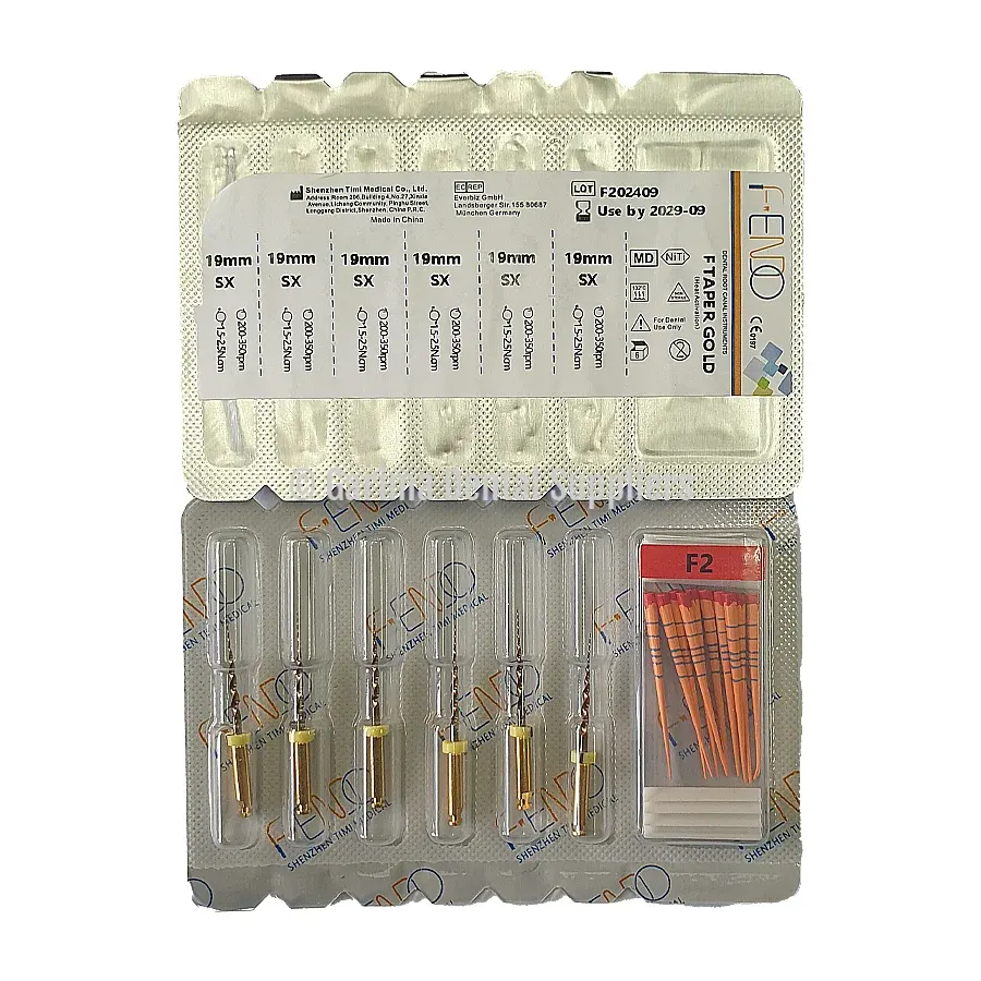 F-Endo Rotary Files – F TAPER GOLD /W Gutta Percha 19mm #SX