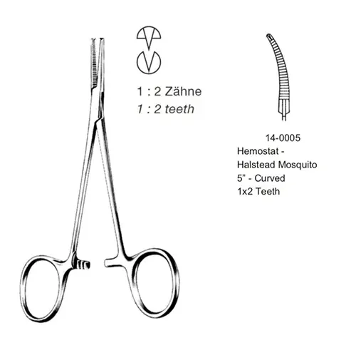 Ace Hemostat – Mosquito Curved 1×2 12.5cm
