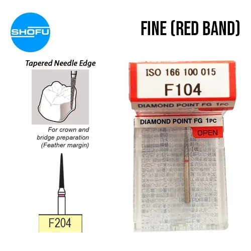 Shofu Diamond Burs FG – Tapered Needle Edge – Fine, F104