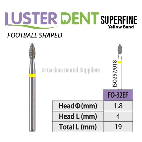 Lusterdent Diamond Bur FG – Football Shaped – SuperFine #FO-32EF