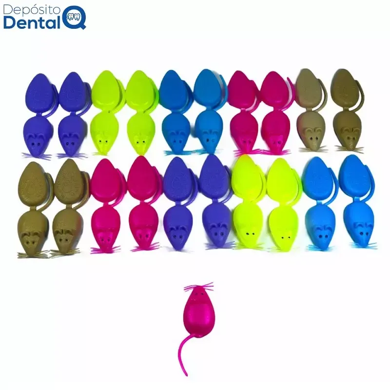 Ratón Para Dientes Plástico Colores con 100 Pzas Oli