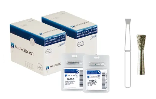 Fraises diamantées gamme pour préparations forme cône renversé : MICRODONT