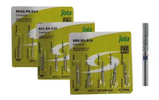 Fraises diamantées pour taille de piliers de prothèse conjointe Forme cylindrique bout plat longue : JOTA