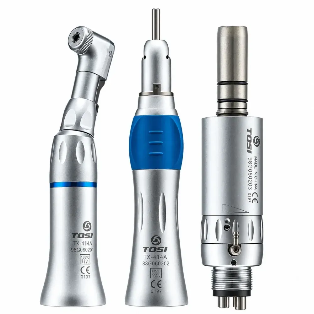 TOSI TX-414A Dental Low-Speed Handpiece Set – Key-Type Contra Angle, Straight Handpiece & Air Motor