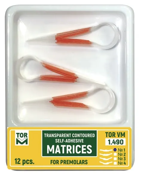 Self-Adhesive Transparent Contoured Matrix Bands for Premolars № 1.490 12 pcs-TOR V M -Russia