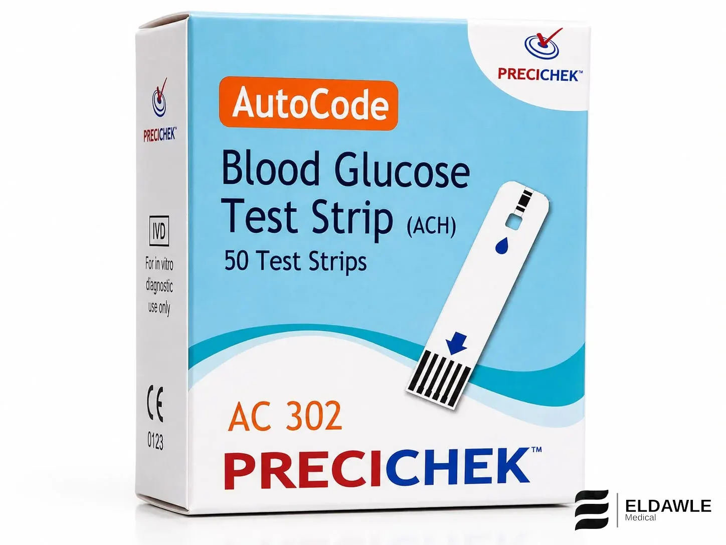 شرائط قياس السكر بريسي تشيك أوتو كود AC302 (PreciChek AutoCode Blood Glucose Test Strip AC302) (50 شريط اختبار).