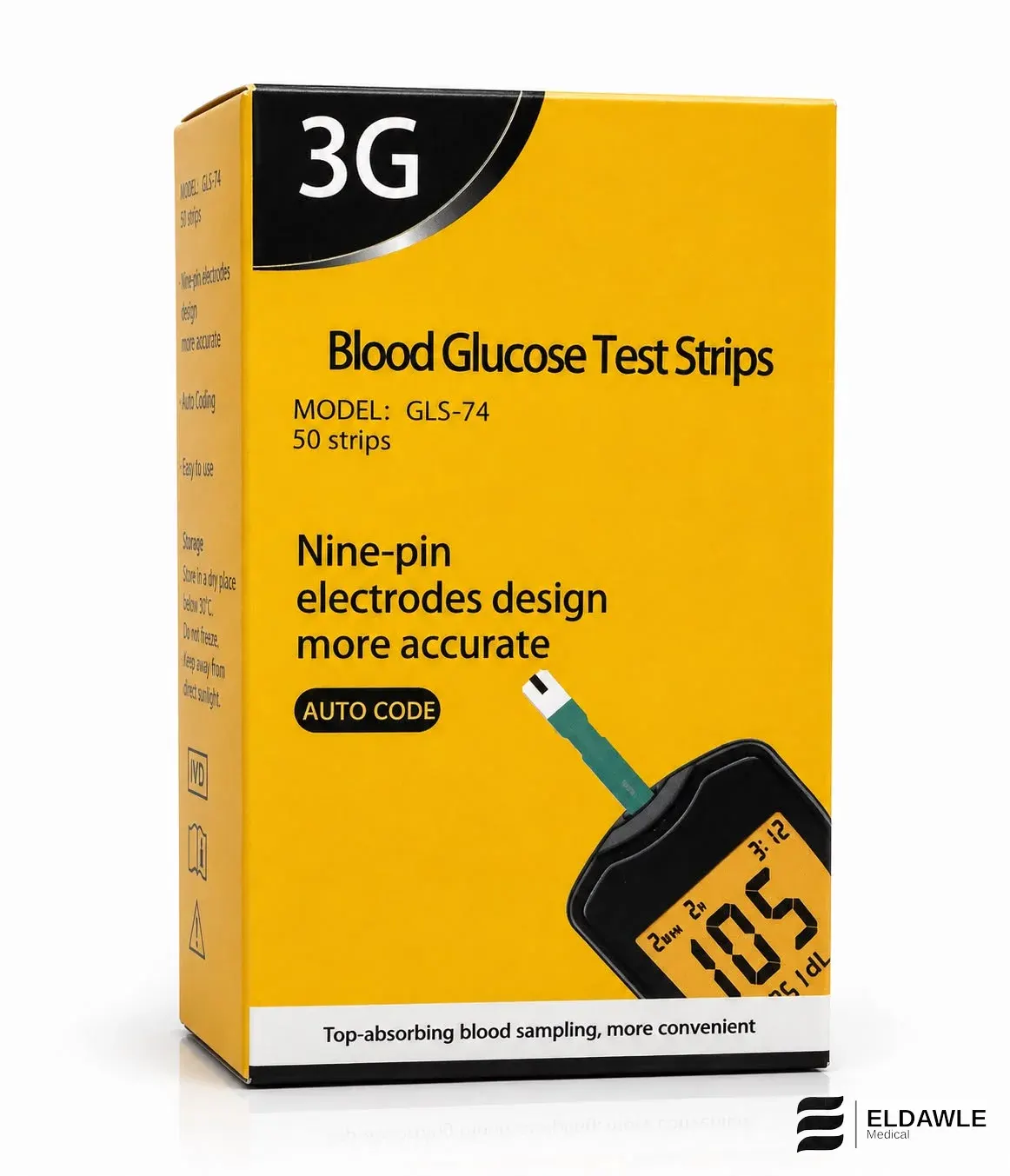 شرائط قياس السكر 3G موديل GLS-74 - 3G Blood Glucose Test Strips GLS-74 (50 شريط اختبار)