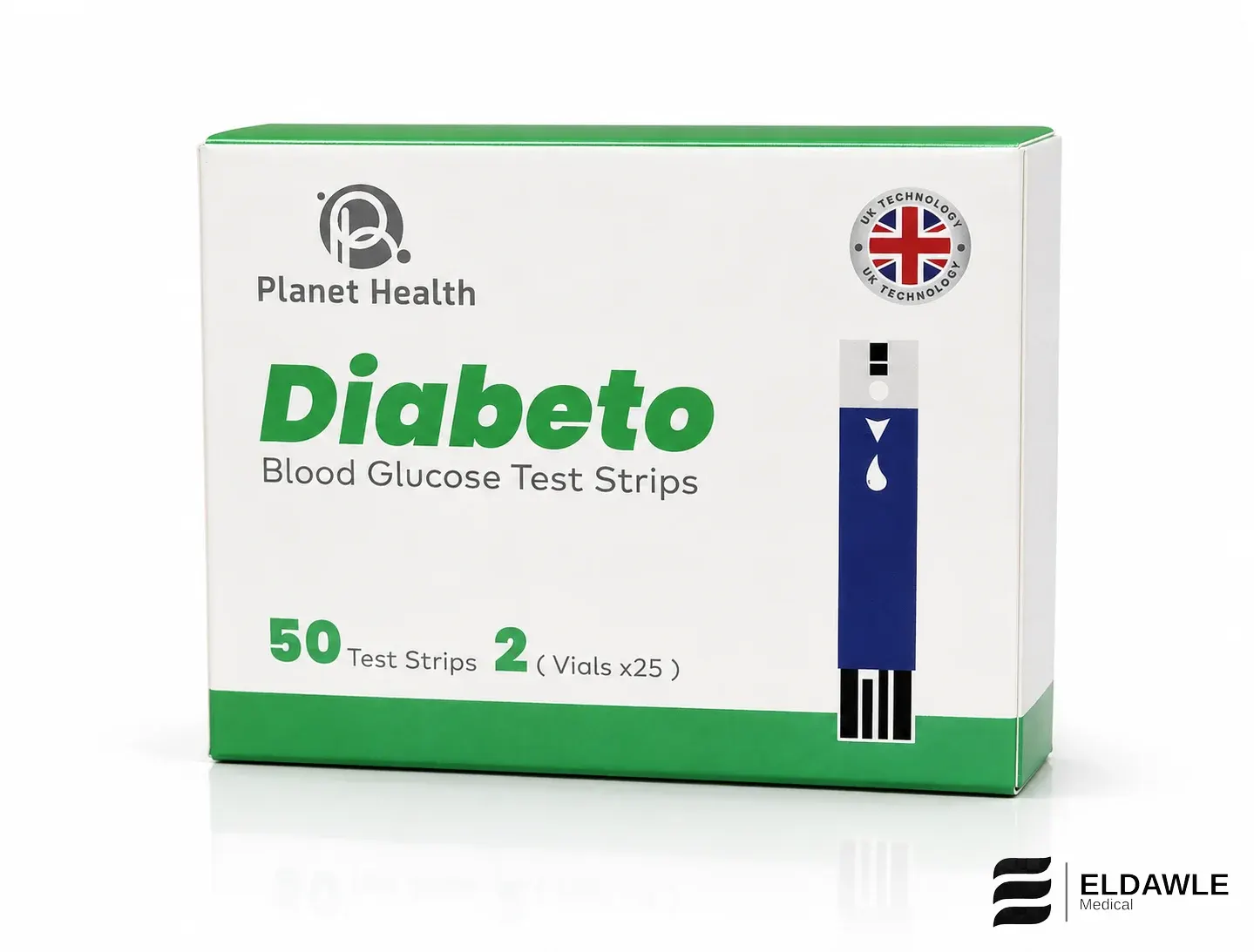 شرائط قياس السكر ديابيتو - Diabeto Blood Glucose Test Strips (50 شريط اختبار )