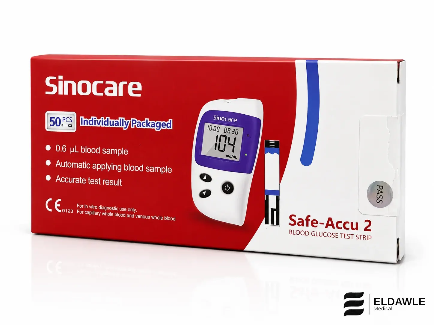 شرائط قياس السكر سينوكير سيف أكيو 2 -Sinocare Safe-Accu 2 Blood Glucose Test Strips (50 شريط احتبار )