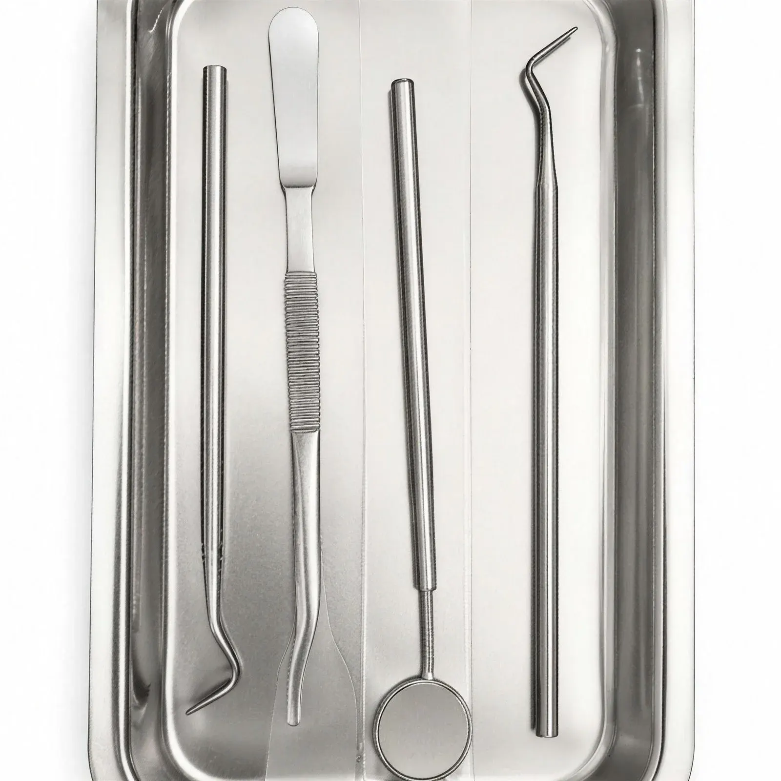 plateau inox avec 4 instrument