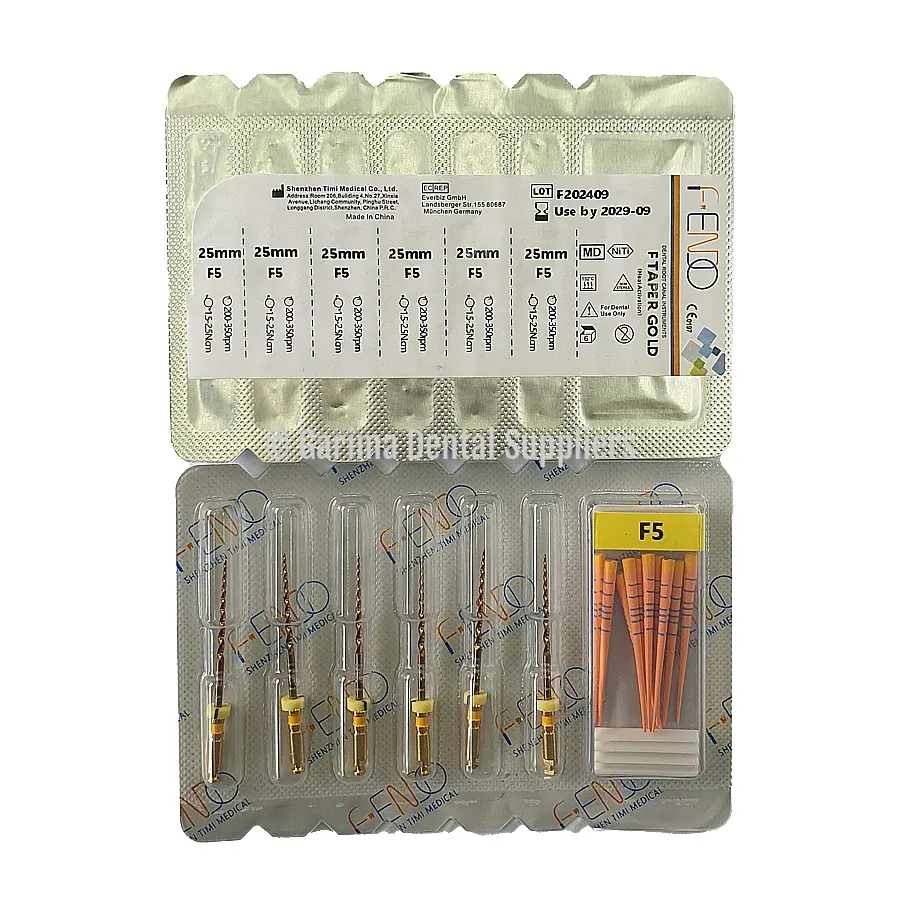F-Endo Rotary Files – F TAPER GOLD /W Gutta Percha 25mm #F5