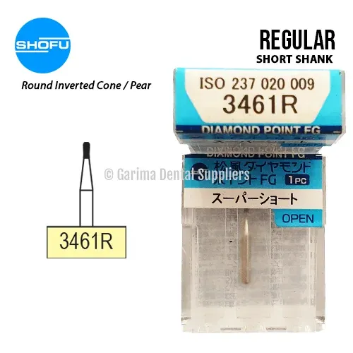 Shofu Diamond Burs FG – Round Inverted Cone Shape – Super Short, 3461R