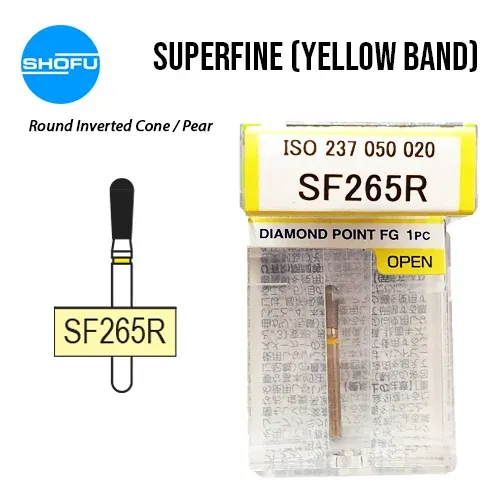 Shofu Diamond Burs FG – Round Inverted Cone Shape – Super Fine, SF265R