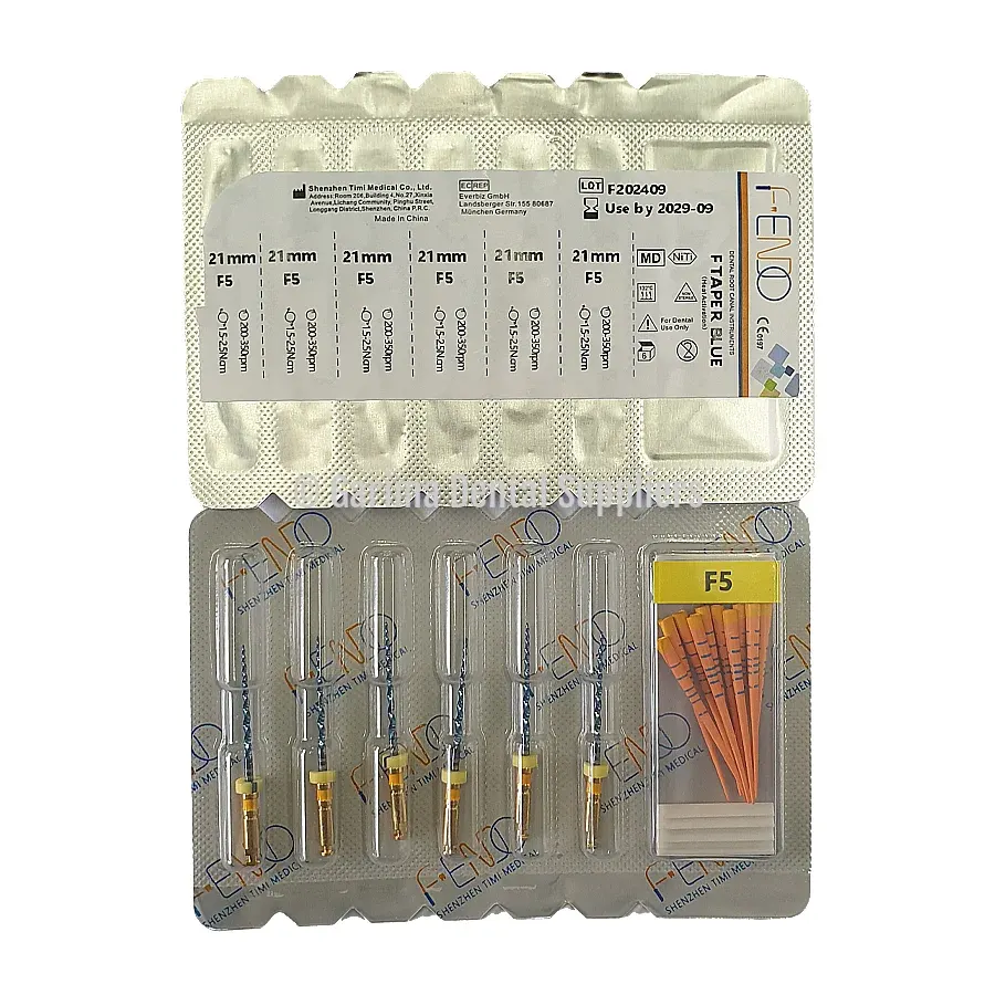 F-Endo Rotary Files – F TAPER BLUE /W Gutta Percha 21mm #F5