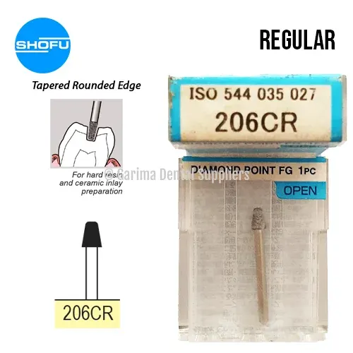 Shofu Diamond Bur FG – Tapered Rounded Edge – Normal Shank, 206CR