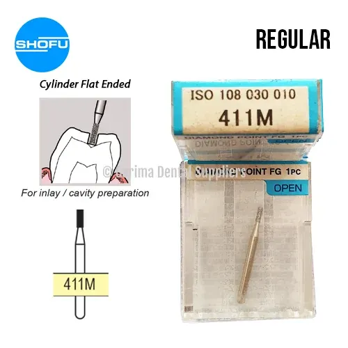 Shofu Diamond Bur FG – Cylinder Shape – Normal Shank, #411M