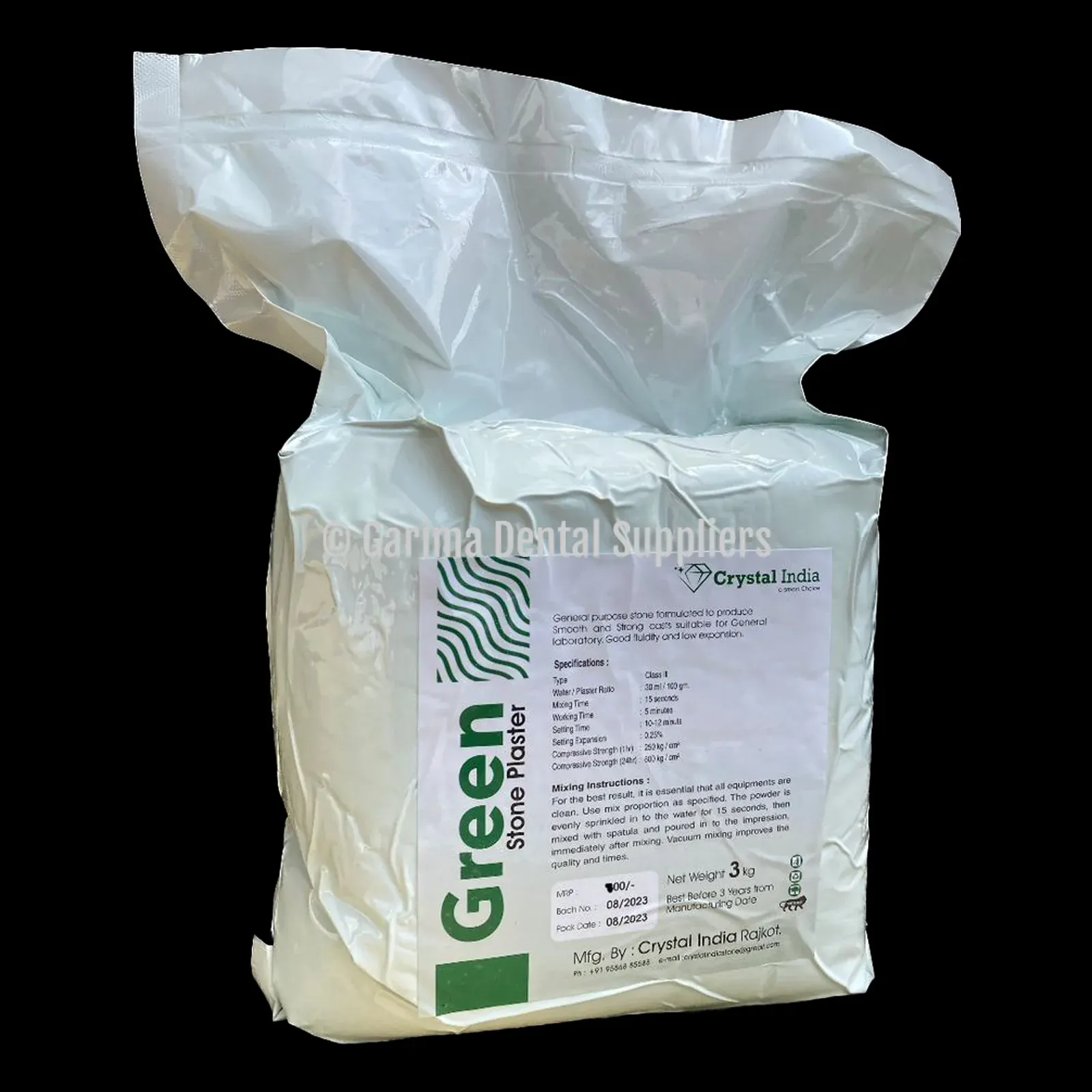 Crystal Green Stone Plaster Class III – 3 Kg