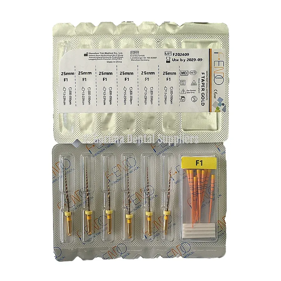 F-Endo Rotary Files – F TAPER GOLD /W Gutta Percha 25mm #F1