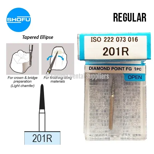 Shofu Diamond Burs FG – Tapered Ellipse Shape – Normal, 201R