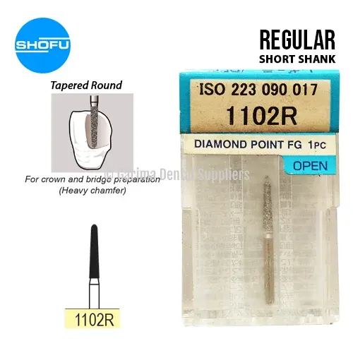 Shofu Diamond Bur FG – Tapered Round – Short Shank, 1102R