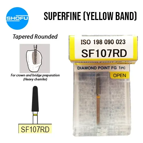 Shofu Diamond Bur FG – Tapered Round – Super Fine Shank, SF107RD