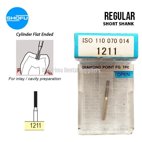 Shofu Diamond Bur FG – Cylinder Shape – Short Shank, #1211