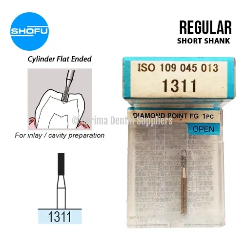 Shofu Diamond Bur FG – Cylinder Shape – Short Shank, #1311