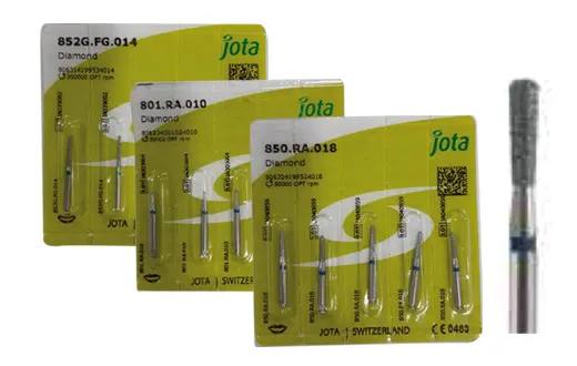 Fraises diamantées formes spéciales pour préparation de cavités forme poire longue gamme : JOTA