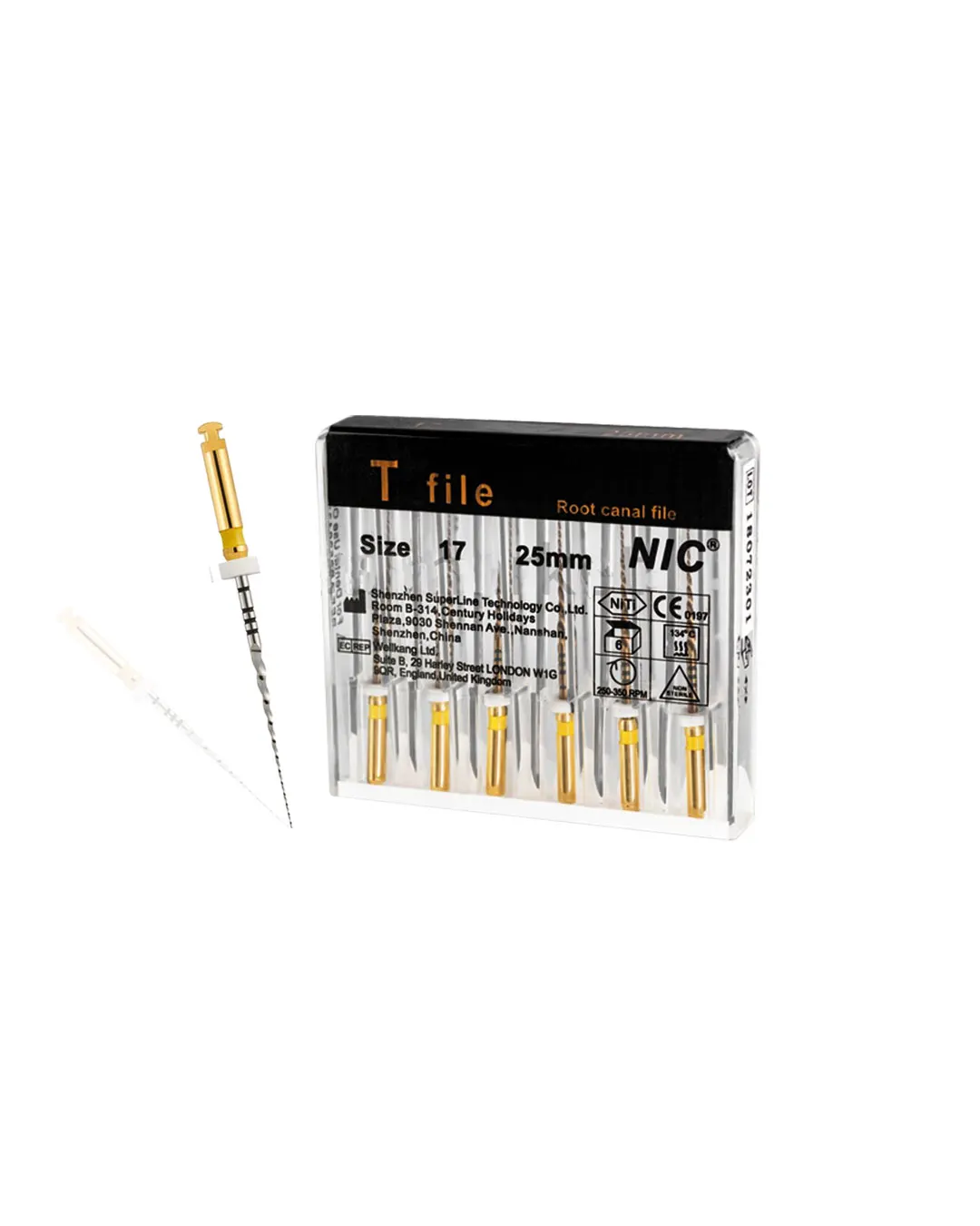 Instrument canalaire mécanisé T File ( La plaquette de 6 limes ) : NIC